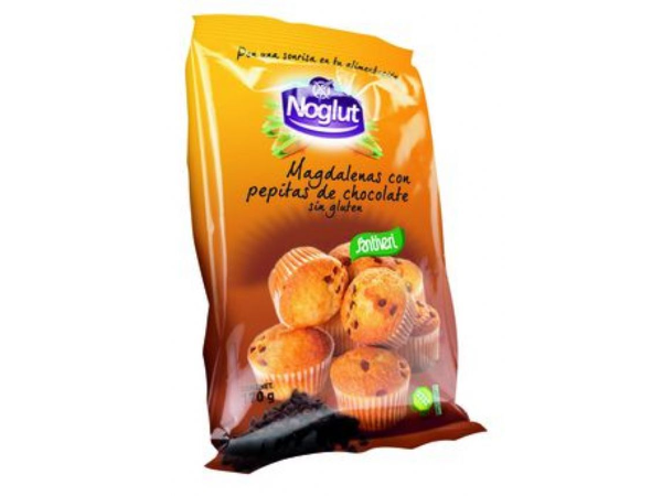Magdalenas con pepitas de chocolate-Noglut