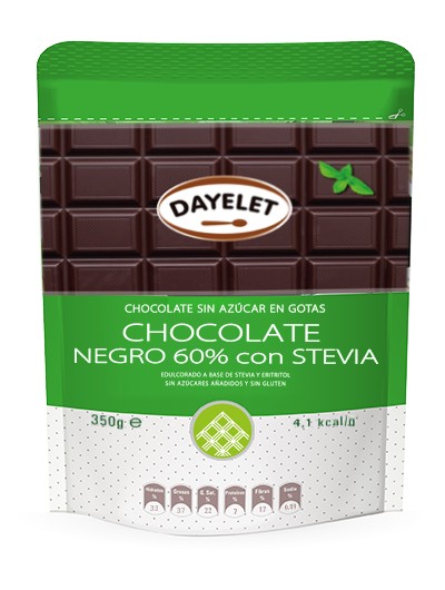 Chocolate Negro 60% en gotas con Stevia