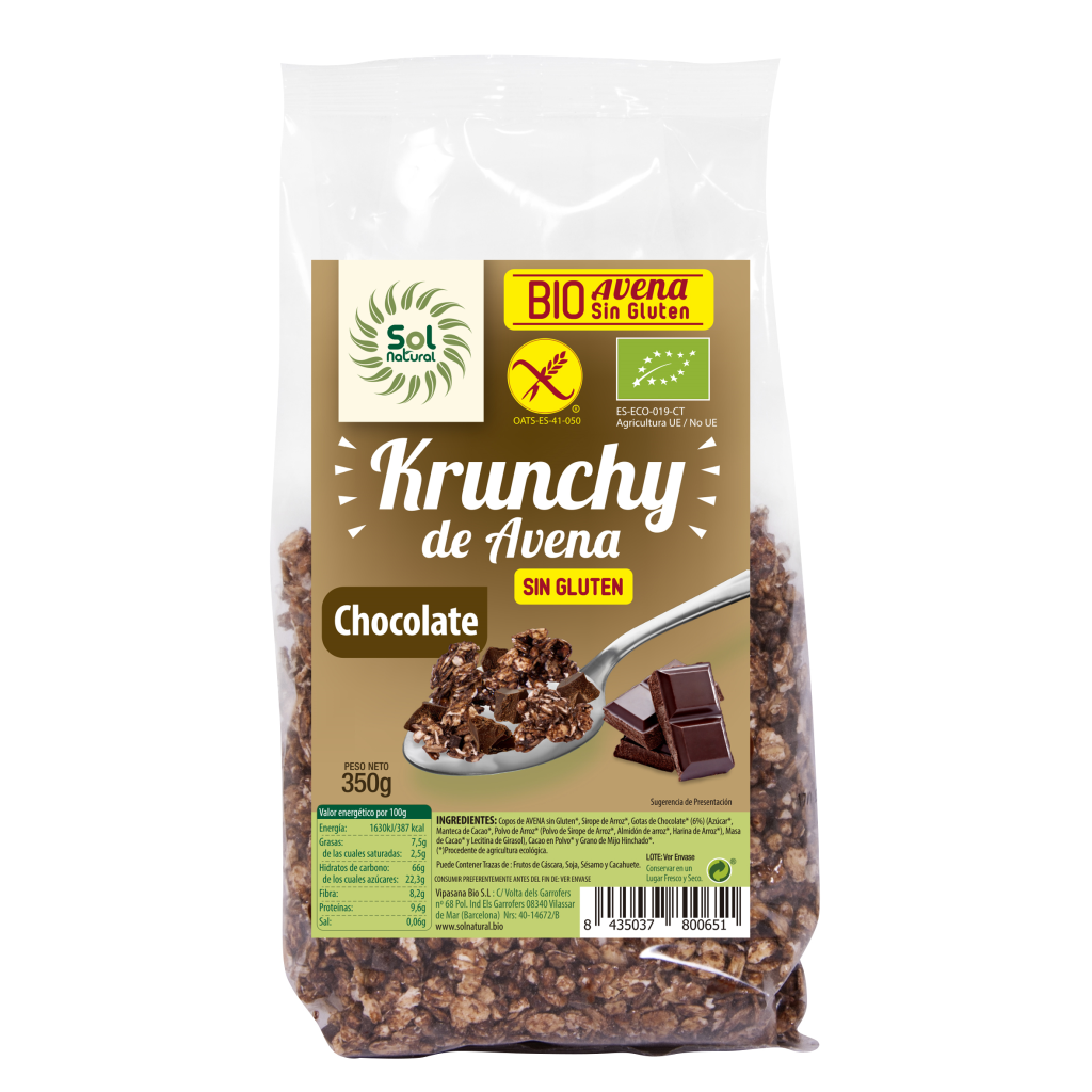 Krunchy de avena con chocolate bio Sol Natural