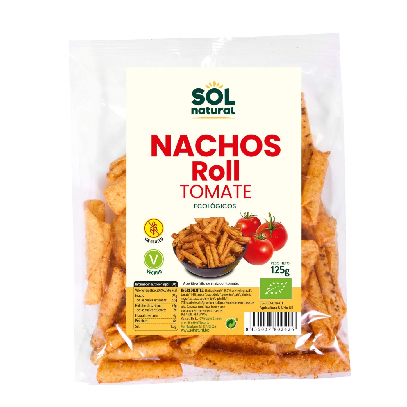 Nachos Roll Maíz con Tomate Bio Sol Natural