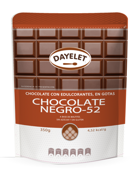 Chocolate Negro 52% Sin Azúcar Dayelet