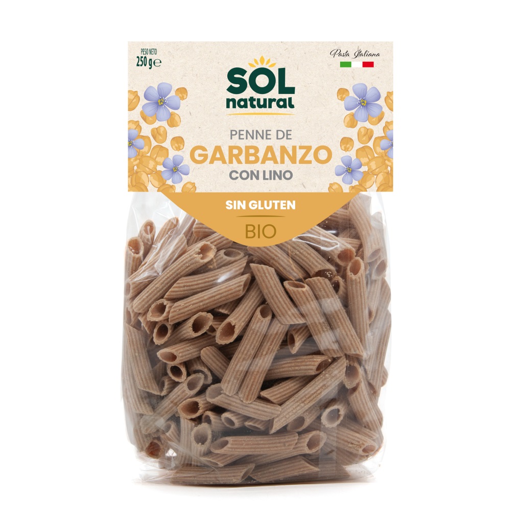 Penne Garbanzo Lino Bio 250g Sol Natural