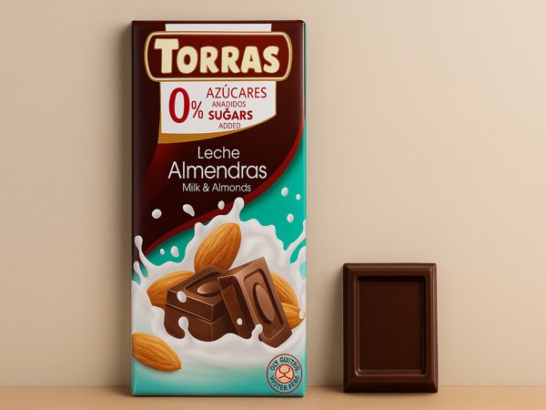 Chocolate con Leche y Almendras Sin Azúcar Torras