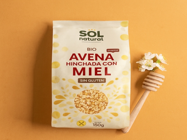 Avena sin gluten hinchada con miel bio Sol Natural