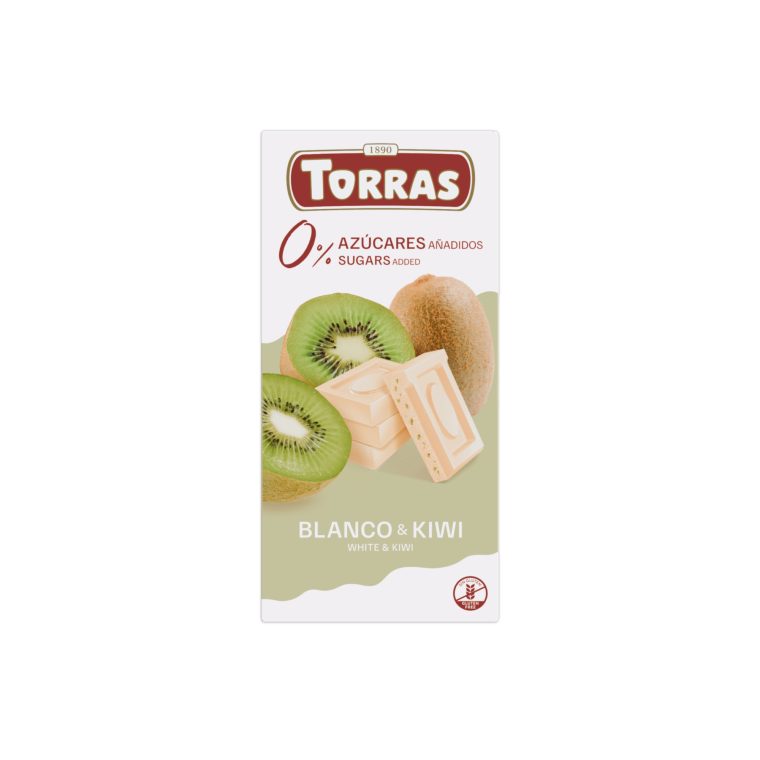 Chocolate blanco con kiwi s/azúcar torras
