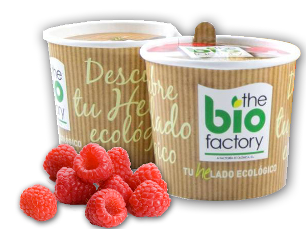 Vasito de helado sabor Yogur con frambuesas The Bio Factory
